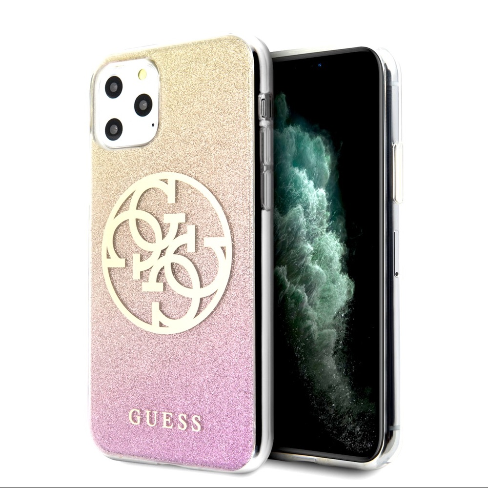 Guess Gold Pink Ombré Glitter iPhone XR Case
